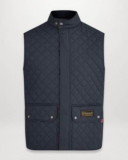 Gilet Belstaff Homme Waistcoat Bleu Foncé Marine Nylon Soldes IY8173652